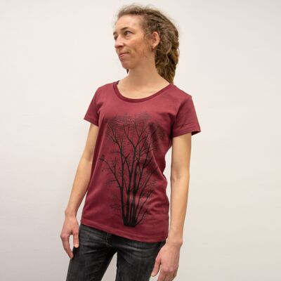 Alder with magpie T-shirt in burgundy XS-XL