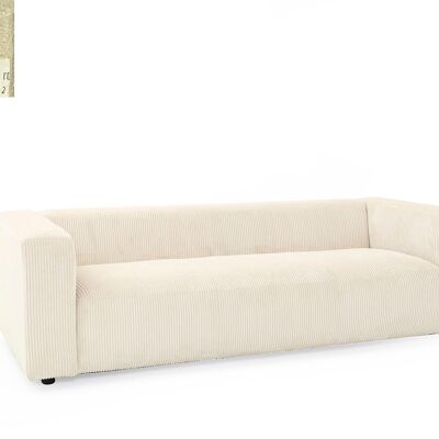 CANAPÉ POLYESTER 224X95,5X66,5 VELOURS CÔTÉ CRÈME MB211715