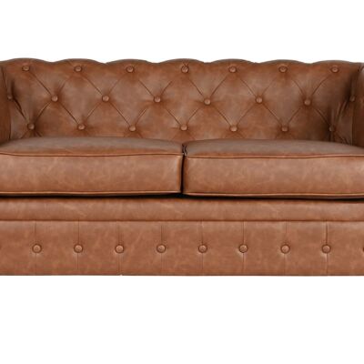 POLYESTER WOODEN SOFA 151X79X70 2 SEATS BROWN MB210590
