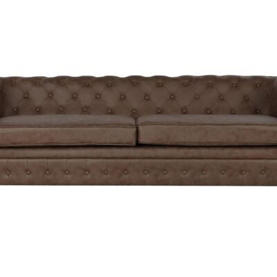POLYESTER WOODEN SOFA 216X78X70 3 SEATS BROWN MB211002