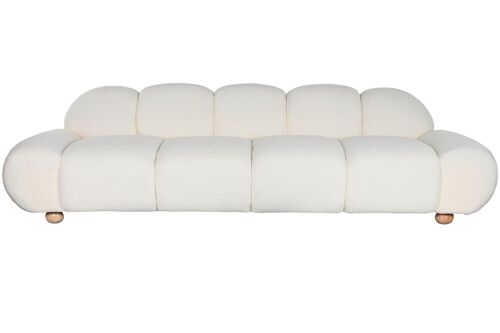 Sofa Poliester Madera 260X108X82 Bucle Blanco MB211724