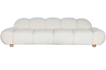 Canapé Bois Polyester 260x108x82 Boucle Blanc MB211724 1