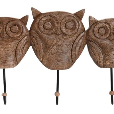 WALL COAT RACK WITH METAL HANDLE 29X5X18 NATURAL OWLS PP201961