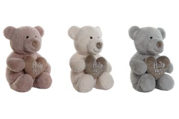 PELUCHE POLYESTER 25X30X37 COEUR OURS 3 ASSORTIMENT PE212997 1
