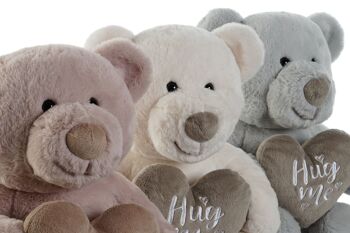 PELUCHE POLYESTER 25X30X37 COEUR OURS 3 ASSORTIMENT PE212997 2