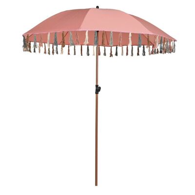 POLYESTER STEEL PARASOL 180X180X190 FRINGES CORAL MB200818