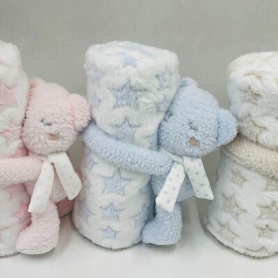 PLUSH BLANKET SET 2 POLYESTER 100X80X75 3 ASSORTMENT BE213310