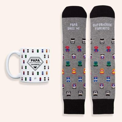 Mug + Socks Kit "Dad, you are my favorite superhero" size 42-46