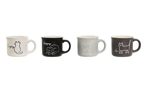 Mug Porcelana 8,5X6,5X5,5 70Ml Gatos 4 Surt. PC209504