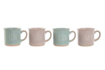 MUG SET 4 GRÈS 9,7X7X9,2 355ML ROSE PC210530 1