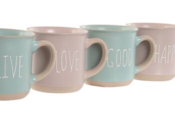 MUG SET 4 GRÈS 9,7X7X9,2 355ML ROSE PC210530 3