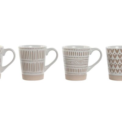 MUG SET 4 GRES 9X7X10,6 360ML MATE BLANCO PC210527