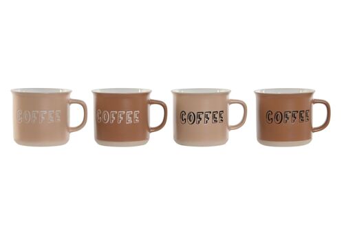 MUG SET 4 GRES 9X7X8 285ML MARRON PC210529