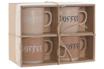 MUG SET 4 GRÈS 9X7X8 285ML MARRON PC210529 2