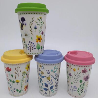 Mug Porcelana 10X10X14 400 Ml, Floral 4 Surt. PC205113