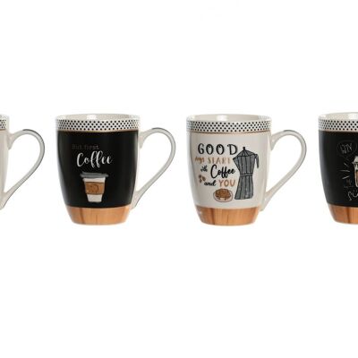 MUG PORCELAINE 11,5X8,3X10,5 340ML CAFÉ 4 ASSORTIMENTS. PC205427