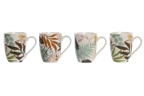 Mug Porcelana 11,5X8,3X10,5 340Ml Hojas 4 Surt. PC205426