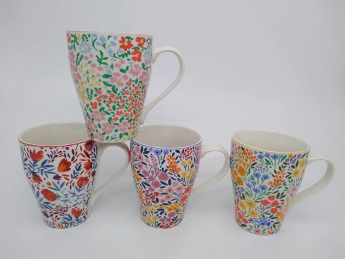 Mug Porcelana 12X8,5X11 380Ml, Floral 4 Surt. PC205114