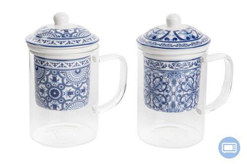 Mug Infusiones Cristal 300 Ml. Azulejos 2 Surt. PC205109