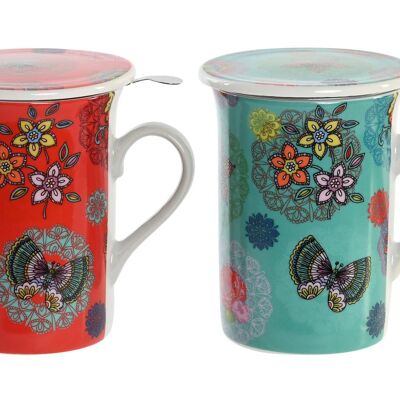 PORCELAIN INFUSION MUG 11X8,5X11 280ML FLORAL 2 PC202555