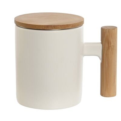 Mug Infusiones Porcelana Inox 12X9X11 360Ml Blanco PC209939