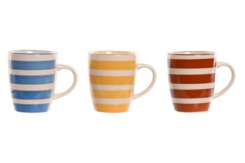 MUG TERRE 12,5X8,5X11 360 ML, RAYURES 3 ASSORT. PC211796 1