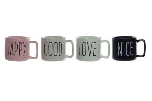 MUG PORCELANA NEW BONE 12X8,5X8 330 ML, 4 SURT. SM176411