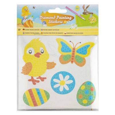 DIAMOND STICKERS SET "Easter Chicken" - 5 pieces