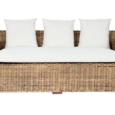 CANAPÉ RATAN 174X88X69 AVEC COUSSINS EN COTON NATUREL MB210561