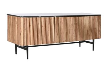 MEUBLE TV EN MARBRE ACACIA 145X45X60 72.40 NOIR MB207417 1