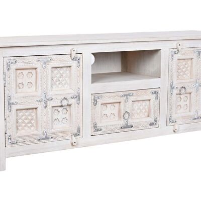 WOODEN HANDLE TV CABINET 151X40X60 AGED WHITE MB200963