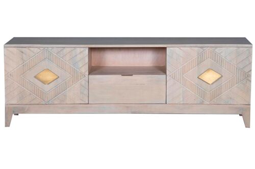 Mueble Tv Mango Metal 175X40X60 Rombo Beige MB205776