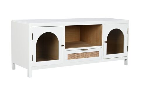 Mueble Tv Paulownia Cristal 120X40X50 Blanco MB210685