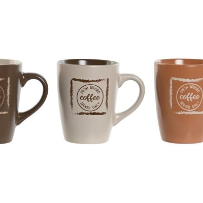 MUG STONEWARE 12X8,5X11 360ML COFFEE 3 SURT. PC212572