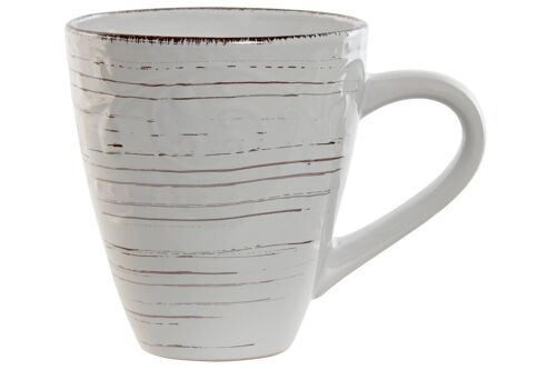 MUG GRES 13X13X10,5 400ML RELIEVE BLANCO PC211462