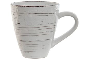 MUG GRÈS 13X9,5X10,5 400ML BLANC RELIEF PC211462 1