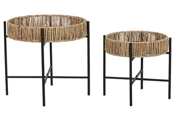 TABLE AUXILIAIRE SET 2 FIBRE MÉTAL 49X49X44 NOIR MB213032 1