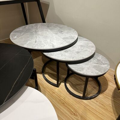 SET TAVOLINO AUSILIARIO 3 CERAMICA METALLO 80X80X1 NERO MB212450