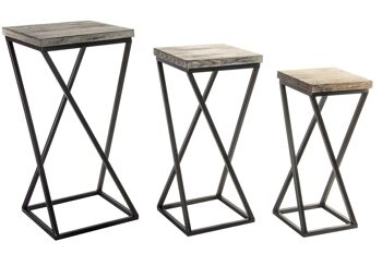 TABLE AUXILIAIRE SET 3 BOIS 33X33X68 INDUSTRIEL MB212676 1