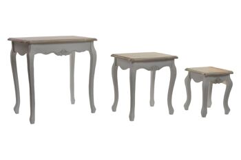 Table d'appoint Set 3 Sapin 60x40x61 Naturel MB146702 1