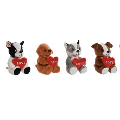 POLIESTERE PELUCHE 10X10X14 CUORE CANE 6 ASSORTIMENTO PE212719