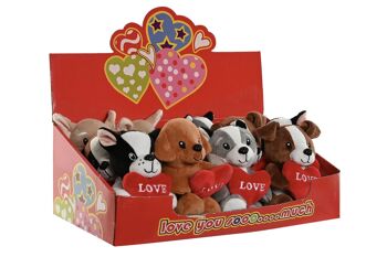 PELUCHE POLYESTER 10X10X14 COEUR CHIEN 6 ASSORTIMENT PE212719 4