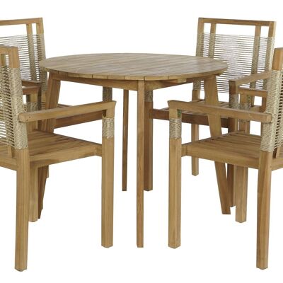 TISCHSET 5 TEAK SEIL 100X100X76 55X60X90 NATUR MB204124