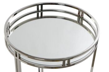 TABLE AUXILIAIRE EN VERRE ACIER 42X42X61 CHROME MB182425 2