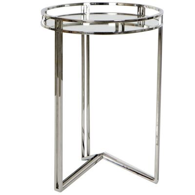 TABLE AUXILIAIRE EN VERRE ACIER 42X42X61 CHROME MB182425