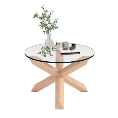 OAK GLASS AUXILIARY TABLE 60X60X42 MB211743