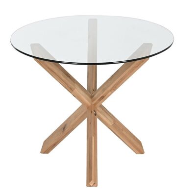OAK TEMPERED GLASS AUXILIARY TABLE 60X60X42 MB211743