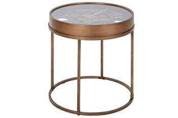 TABLE D'APPOINT MÉTAL VERRE 48X48X51 HORLOGE MB213082 2