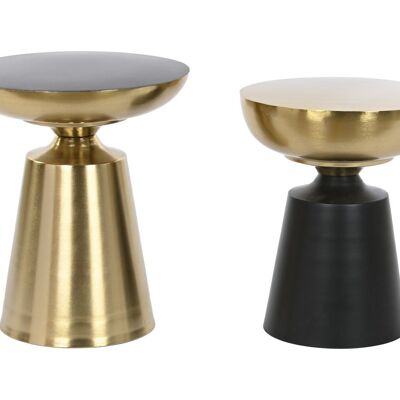 SIDE TABLE SET 2 36X36X42.5 PATINATED GOLD MB208625