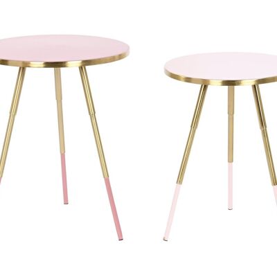 AUXILIARY TABLE SET 2 41X41X51 PINK PATINATED METAL MB208617